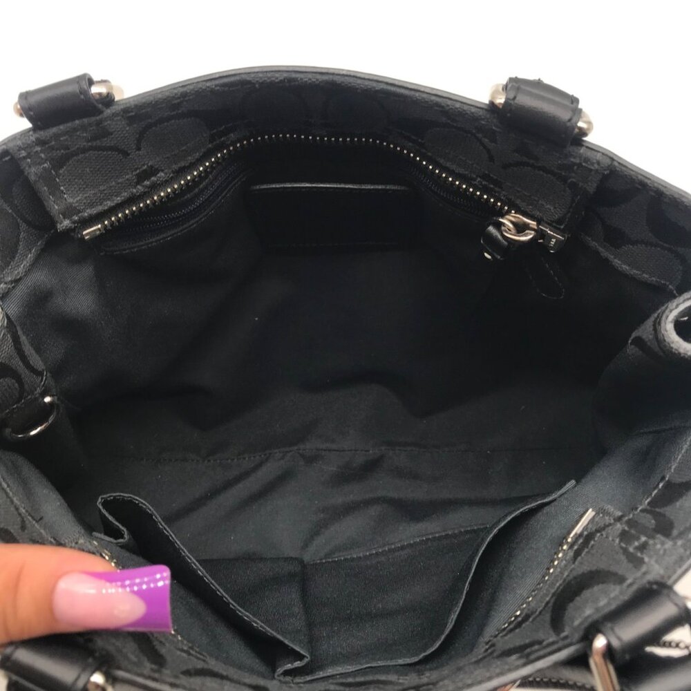 Coach Black Signature Canvas Hampton Belted Satchel Bag - Picture 10 of 12